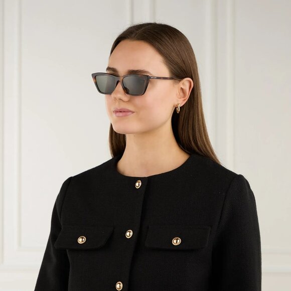 Saint Laurent SL737 MICA THIN 002 Women BRAND NEW Sunglasses Havana Grey Cat Eye